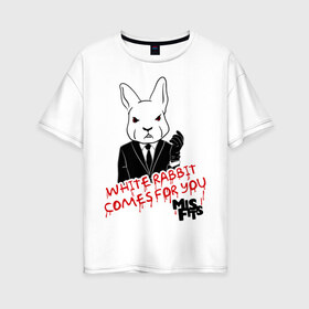 Женская футболка хлопок Oversize с принтом Rabbit misfits в Белгороде, 100% хлопок | свободный крой, круглый ворот, спущенный рукав, длина до линии бедер
 | Тематика изображения на принте: misfits