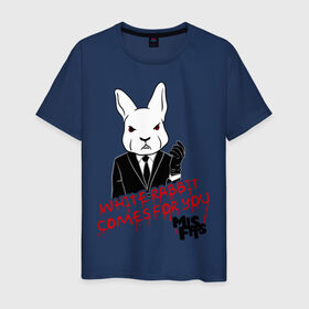 Мужская футболка хлопок с принтом Rabbit misfits в Белгороде, 100% хлопок | прямой крой, круглый вырез горловины, длина до линии бедер, слегка спущенное плечо. | misfits