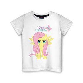 Детская футболка хлопок с принтом Naughty Fluttershy в Белгороде, 100% хлопок | круглый вырез горловины, полуприлегающий силуэт, длина до линии бедер | Тематика изображения на принте: fluttershy | naughty | naughty fluttershy | pony | мой маленький пони | пони