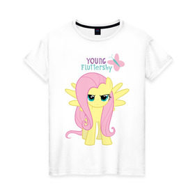 Женская футболка хлопок с принтом Naughty Fluttershy в Белгороде, 100% хлопок | прямой крой, круглый вырез горловины, длина до линии бедер, слегка спущенное плечо | fluttershy | naughty | naughty fluttershy | pony | мой маленький пони | пони