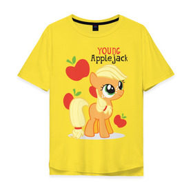 Мужская футболка хлопок Oversize с принтом Young Applejack в Белгороде, 100% хлопок | свободный крой, круглый ворот, “спинка” длиннее передней части | 