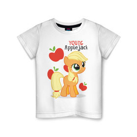 Детская футболка хлопок с принтом Young Applejack в Белгороде, 100% хлопок | круглый вырез горловины, полуприлегающий силуэт, длина до линии бедер | 