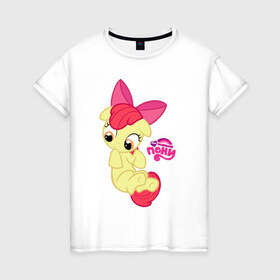 Женская футболка хлопок с принтом Малышка пони в Белгороде, 100% хлопок | прямой крой, круглый вырез горловины, длина до линии бедер, слегка спущенное плечо | детские | детям | для детей | маленькая пони | малышка пони | мой маленький пони | пони