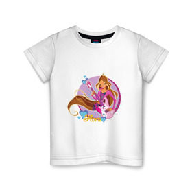 Детская футболка хлопок с принтом WinX - Флора в Белгороде, 100% хлопок | круглый вырез горловины, полуприлегающий силуэт, длина до линии бедер | Тематика изображения на принте: win x | winx | винкс | детские | детям | для детей | феи | флора