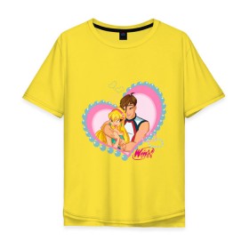 Мужская футболка хлопок Oversize с принтом WinX Love- Стелла в Белгороде, 100% хлопок | свободный крой, круглый ворот, “спинка” длиннее передней части | Тематика изображения на принте: win x | winx | винкс | детские | детям | для детей | феи стелла
