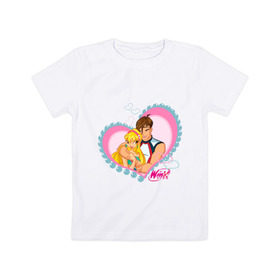 Детская футболка хлопок с принтом WinX Love- Стелла в Белгороде, 100% хлопок | круглый вырез горловины, полуприлегающий силуэт, длина до линии бедер | win x | winx | винкс | детские | детям | для детей | феи стелла