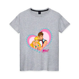 Женская футболка хлопок с принтом WinX Love- Стелла в Белгороде, 100% хлопок | прямой крой, круглый вырез горловины, длина до линии бедер, слегка спущенное плечо | Тематика изображения на принте: win x | winx | винкс | детские | детям | для детей | феи стелла