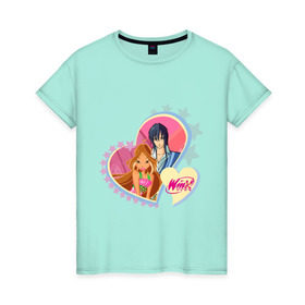 Женская футболка хлопок с принтом WinX Love- Флора в Белгороде, 100% хлопок | прямой крой, круглый вырез горловины, длина до линии бедер, слегка спущенное плечо | Тематика изображения на принте: 