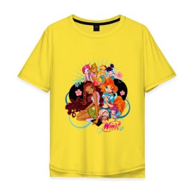 Мужская футболка хлопок Oversize с принтом Подружки WinX в Белгороде, 100% хлопок | свободный крой, круглый ворот, “спинка” длиннее передней части | win x | winx | винкс | детские | детям | для детей | подружки | феи