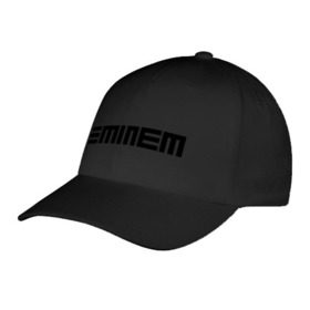 Бейсболка с принтом Eminem black logo в Белгороде, 100% хлопок | классический козырек, металлическая застежка-регулятор размера | хип хоп