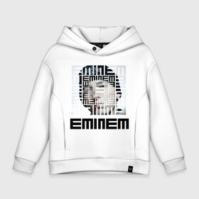 Детское худи Oversize хлопок с принтом Eminem grey в Белгороде, френч-терри — 70% хлопок, 30% полиэстер. Мягкий теплый начес внутри —100% хлопок | боковые карманы, эластичные манжеты и нижняя кромка, капюшон на магнитной кнопке | хип хоп