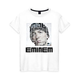 Женская футболка хлопок с принтом Eminem grey в Белгороде, 100% хлопок | прямой крой, круглый вырез горловины, длина до линии бедер, слегка спущенное плечо | хип хоп