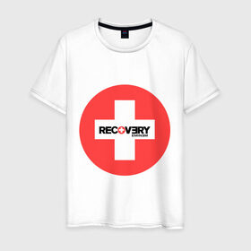 Мужская футболка хлопок с принтом Recovery Eminem в Белгороде, 100% хлопок | прямой крой, круглый вырез горловины, длина до линии бедер, слегка спущенное плечо. | Тематика изображения на принте: хип хоп