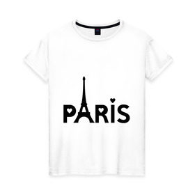 Женская футболка хлопок с принтом Paris logo в Белгороде, 100% хлопок | прямой крой, круглый вырез горловины, длина до линии бедер, слегка спущенное плечо | paris | париж | парис | туристические | франция | эйфелева башня