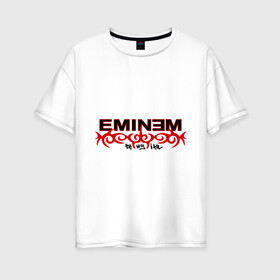 Женская футболка хлопок Oversize с принтом Eminem узор в Белгороде, 100% хлопок | свободный крой, круглый ворот, спущенный рукав, длина до линии бедер
 | eminem | зарубежный рэп | музыка | репчик | рэп | эминем