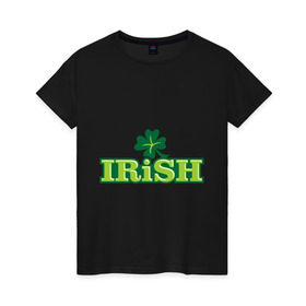 Женская футболка хлопок с принтом Ирландия в Белгороде, 100% хлопок | прямой крой, круглый вырез горловины, длина до линии бедер, слегка спущенное плечо | patricks day | saint patricks day | день патрика | день святого патрика | клевер | четырехлистный клевер