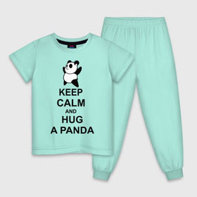 Детская пижама хлопок с принтом keep calm and hug a panda в Белгороде, 100% хлопок |  брюки и футболка прямого кроя, без карманов, на брюках мягкая резинка на поясе и по низу штанин
 | панда