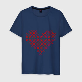 Мужская футболка хлопок с принтом Сердце, вышивка крестиком в Белгороде, 100% хлопок | прямой крой, круглый вырез горловины, длина до линии бедер, слегка спущенное плечо. | любовь | отношения | рисунок | сердечко