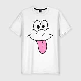 Мужская футболка премиум с принтом Балдею от всего в Белгороде, 92% хлопок, 8% лайкра | приталенный силуэт, круглый вырез ворота, длина до линии бедра, короткий рукав | позитив | рожа | рожица | смайл | смайлик | улыбка | улыбочка | язык