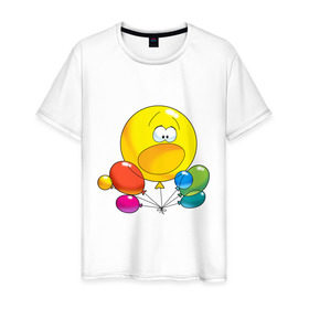 Мужская футболка хлопок с принтом Воздушные шары. в Белгороде, 100% хлопок | прямой крой, круглый вырез горловины, длина до линии бедер, слегка спущенное плечо. | для беременных | для будущих мам | ждем ребенка | карапуз | малыш | ребенок | шарики