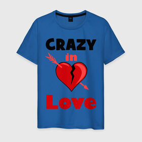 Мужская футболка хлопок с принтом Сумасшедший влюблённый в Белгороде, 100% хлопок | прямой крой, круглый вырез горловины, длина до линии бедер, слегка спущенное плечо. | crazy in love | любовь | сердце