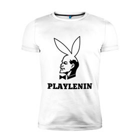 Мужская футболка премиум с принтом playlenin в Белгороде, 92% хлопок, 8% лайкра | приталенный силуэт, круглый вырез ворота, длина до линии бедра, короткий рукав | playboy | ленин | плейбой | плэйбой | политические | ссср