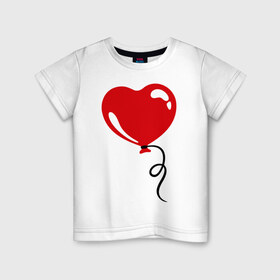Детская футболка хлопок с принтом Сердце воздушный шар в Белгороде, 100% хлопок | круглый вырез горловины, полуприлегающий силуэт, длина до линии бедер | любовь | сердечко | сердце | шарик