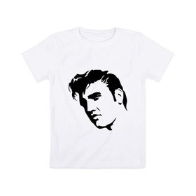 Детская футболка хлопок с принтом Элвис Пресли. (Elvis Presley) в Белгороде, 100% хлопок | круглый вырез горловины, полуприлегающий силуэт, длина до линии бедер | Тематика изображения на принте: rocknroll | лицо | музыка | певец | ретро | рок н ролл