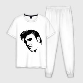 Мужская пижама хлопок с принтом Элвис Пресли. (Elvis Presley) в Белгороде, 100% хлопок | брюки и футболка прямого кроя, без карманов, на брюках мягкая резинка на поясе и по низу штанин
 | rocknroll | лицо | музыка | певец | ретро | рок н ролл