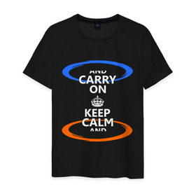 Мужская футболка хлопок с принтом Keep calm... (portal) в Белгороде, 100% хлопок | прямой крой, круглый вырез горловины, длина до линии бедер, слегка спущенное плечо. | Тематика изображения на принте: keep calm | keep calm porta | сохраняйте спокойствиеl