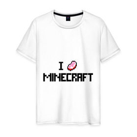 Мужская футболка хлопок с принтом I love minecraft в Белгороде, 100% хлопок | прямой крой, круглый вырез горловины, длина до линии бедер, слегка спущенное плечо. | Тематика изображения на принте: boom | i love minecraft | minecraft | игры | компьютерные игры | майнкрафт | я люблю майнкрафт