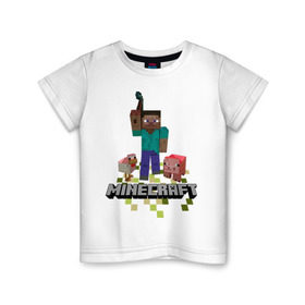 Детская футболка хлопок с принтом Шахтёрское ремесло в Белгороде, 100% хлопок | круглый вырез горловины, полуприлегающий силуэт, длина до линии бедер | boom | minecraft | игры | компьютерные игры | майнкрафт