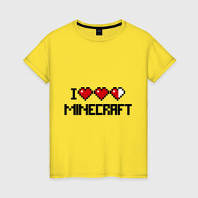 Женская футболка хлопок с принтом Я люблю minecraft в Белгороде, 100% хлопок | прямой крой, круглый вырез горловины, длина до линии бедер, слегка спущенное плечо | boom | i love minecraft | minecraft | игры | компьютерные игры | майнкрафт | я люблю майнкрафт