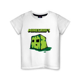 Детская футболка хлопок с принтом Creeper в Белгороде, 100% хлопок | круглый вырез горловины, полуприлегающий силуэт, длина до линии бедер | boom | minecraft | игры | компьютерные игры | майнкрафт