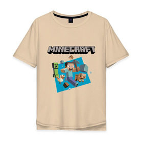 Мужская футболка хлопок Oversize с принтом Heroes of Minecraft в Белгороде, 100% хлопок | свободный крой, круглый ворот, “спинка” длиннее передней части | boom | minecraft | игры | компьютерные игры | майнкрафт