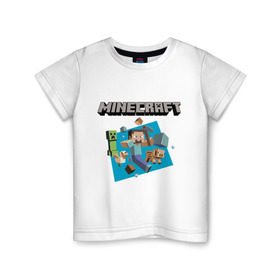 Детская футболка хлопок с принтом Heroes of Minecraft в Белгороде, 100% хлопок | круглый вырез горловины, полуприлегающий силуэт, длина до линии бедер | boom | minecraft | игры | компьютерные игры | майнкрафт