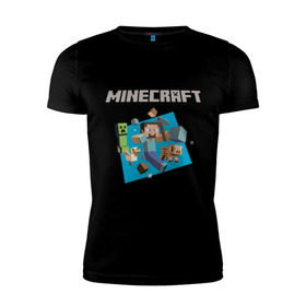 Мужская футболка премиум с принтом Heroes of Minecraft в Белгороде, 92% хлопок, 8% лайкра | приталенный силуэт, круглый вырез ворота, длина до линии бедра, короткий рукав | boom | minecraft | игры | компьютерные игры | майнкрафт