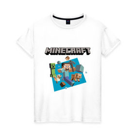Женская футболка хлопок с принтом Heroes of Minecraft в Белгороде, 100% хлопок | прямой крой, круглый вырез горловины, длина до линии бедер, слегка спущенное плечо | boom | minecraft | игры | компьютерные игры | майнкрафт