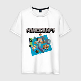Мужская футболка хлопок с принтом Heroes of Minecraft в Белгороде, 100% хлопок | прямой крой, круглый вырез горловины, длина до линии бедер, слегка спущенное плечо. | boom | minecraft | игры | компьютерные игры | майнкрафт