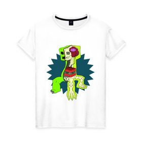 Женская футболка хлопок с принтом The creeper в Белгороде, 100% хлопок | прямой крой, круглый вырез горловины, длина до линии бедер, слегка спущенное плечо | крипер