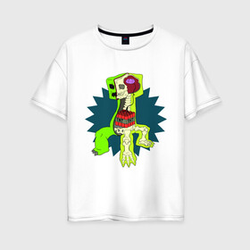 Женская футболка хлопок Oversize с принтом The creeper в Белгороде, 100% хлопок | свободный крой, круглый ворот, спущенный рукав, длина до линии бедер
 | крипер
