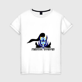 Женская футболка хлопок с принтом Phantom assasin в Белгороде, 100% хлопок | прямой крой, круглый вырез горловины, длина до линии бедер, слегка спущенное плечо | dota | dota 2 | дота | дота 2 | компьютерные игры | персонаж доты