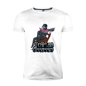 Мужская футболка премиум с принтом Templar assassin в Белгороде, 92% хлопок, 8% лайкра | приталенный силуэт, круглый вырез ворота, длина до линии бедра, короткий рукав | dota | dota 2 | дота | дота 2 | компьютерные игры | персонаж доты