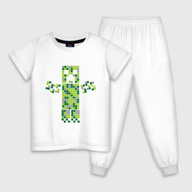 Детская пижама хлопок с принтом Creeper hugs в Белгороде, 100% хлопок |  брюки и футболка прямого кроя, без карманов, на брюках мягкая резинка на поясе и по низу штанин
 | Тематика изображения на принте: creeper | minecraft | игры | компьютерные игры