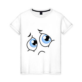 Женская футболка хлопок с принтом Смайл (ангельские глазки) в Белгороде, 100% хлопок | прямой крой, круглый вырез горловины, длина до линии бедер, слегка спущенное плечо | smile | глазки | позитив | смайл | смайлик