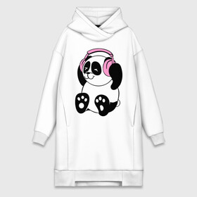 Платье-худи хлопок с принтом Panda in headphones (панда в наушниках) в Белгороде,  |  | панда