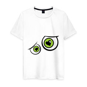 Мужская футболка хлопок с принтом Влюбленные глаза в Белгороде, 100% хлопок | прямой крой, круглый вырез горловины, длина до линии бедер, слегка спущенное плечо. | smile | влюбленные глаза | глаза | смайл