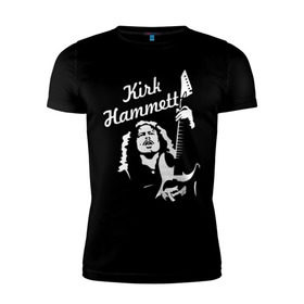 Мужская футболка премиум с принтом Kirk Hammett (Metallica) в Белгороде, 92% хлопок, 8% лайкра | приталенный силуэт, круглый вырез ворота, длина до линии бедра, короткий рукав | металлика