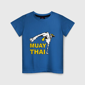 Детская футболка хлопок с принтом Muay thai (Тайский бокс) в Белгороде, 100% хлопок | круглый вырез горловины, полуприлегающий силуэт, длина до линии бедер | Тематика изображения на принте: муай тай