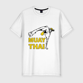 Мужская футболка премиум с принтом Muay thai (Тайский бокс) в Белгороде, 92% хлопок, 8% лайкра | приталенный силуэт, круглый вырез ворота, длина до линии бедра, короткий рукав | Тематика изображения на принте: муай тай